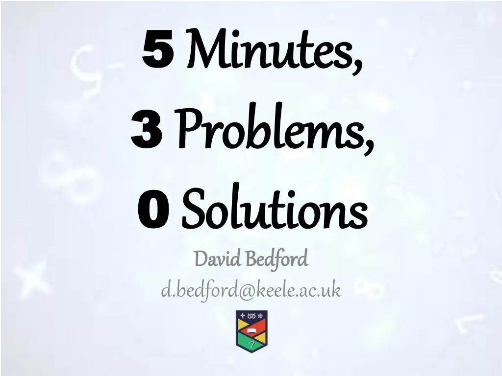 5 minutes 3 problems 0 solutions