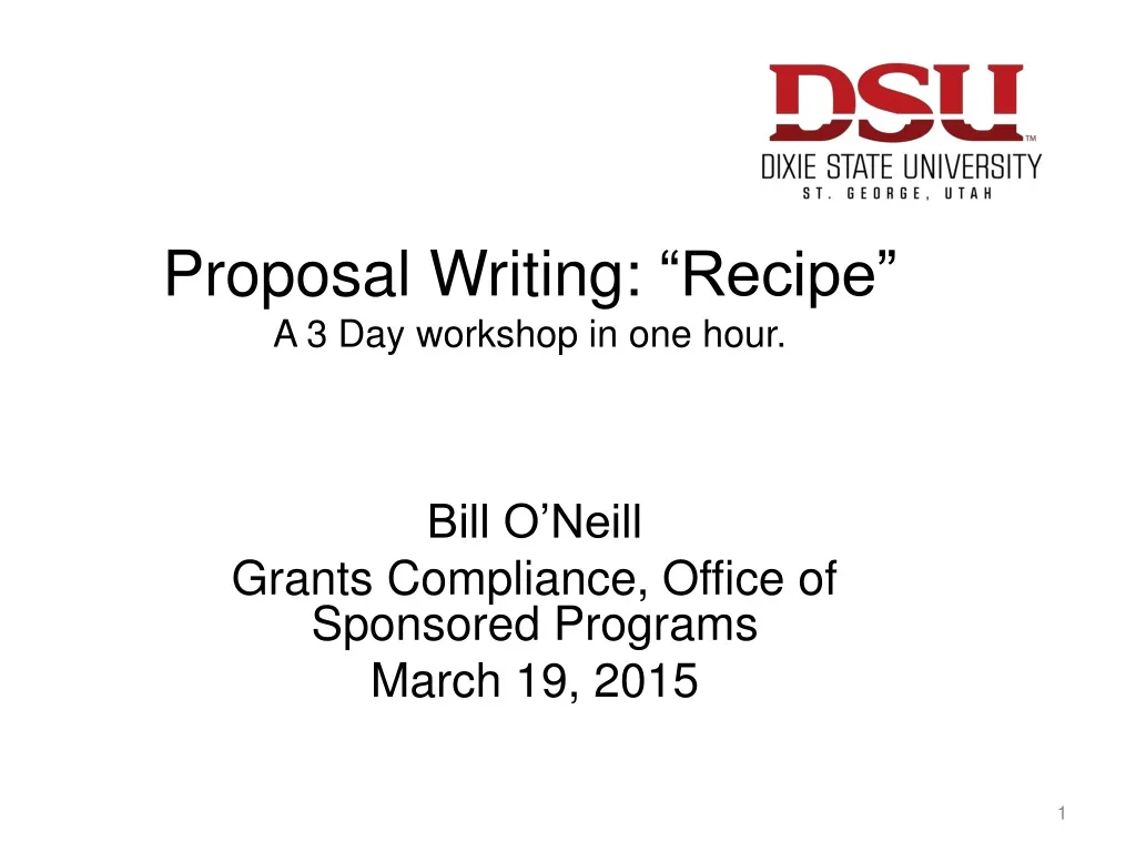proposal writing recipe a 3 day workshop in one hour