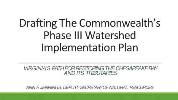Drafting The Commonwealth’s Phase III Watershed Implementation Plan