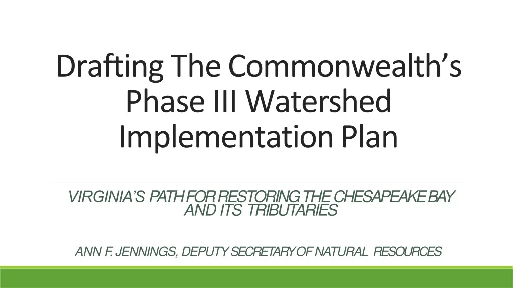 drafting the commonwealth s phase iii watershed implementation plan