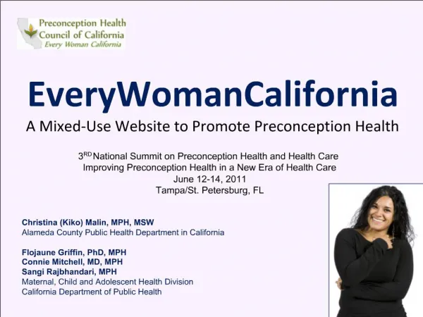 EveryWomanCalifornia A Mixed-Use Website to Promote Preconception Health