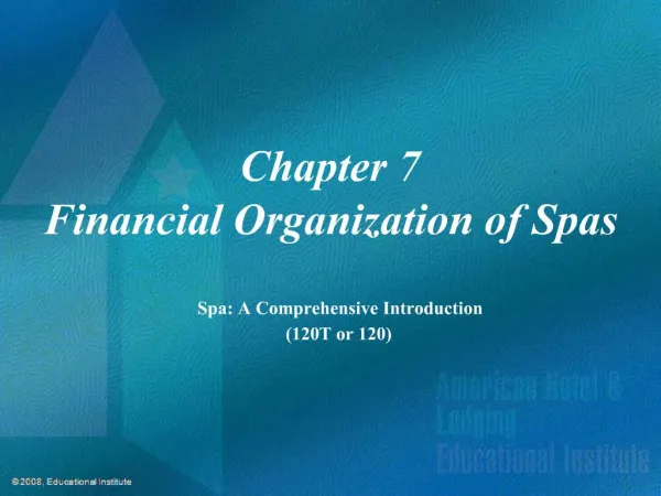 Chapter 7 Financial Organization of Spas