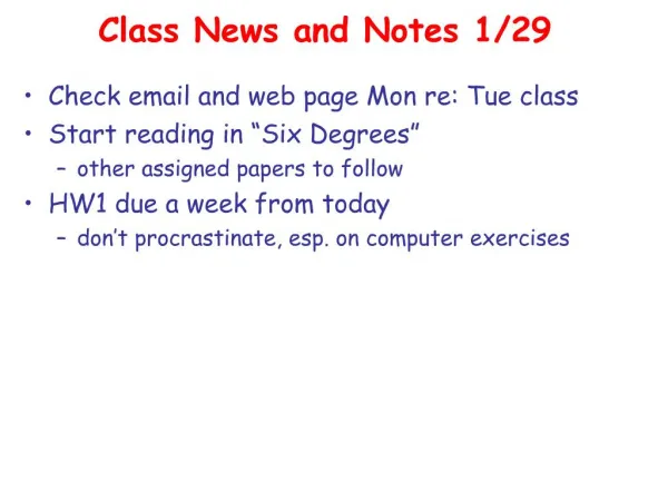 Class News and Notes 1