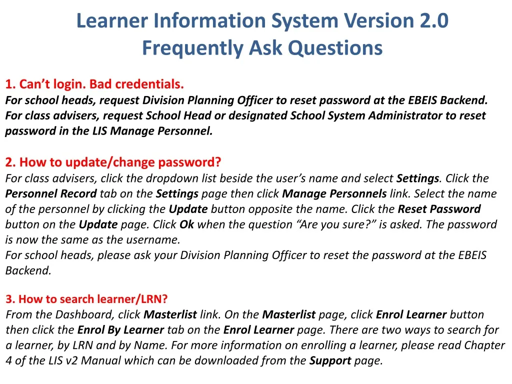 learner information system version 2 0 frequently