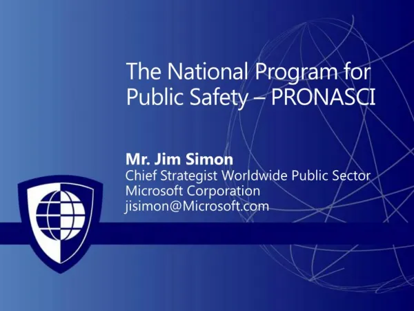 The National Program for Public Safety PRONASCI