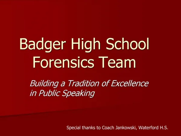 Badger High School Forensics Team
