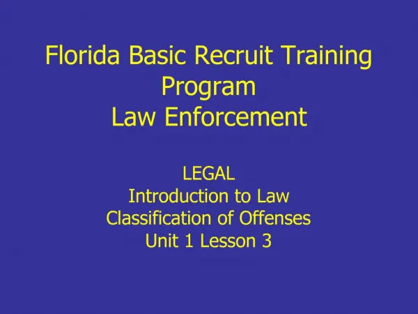 Florida Basic Recruit Training Program Law Enforcement