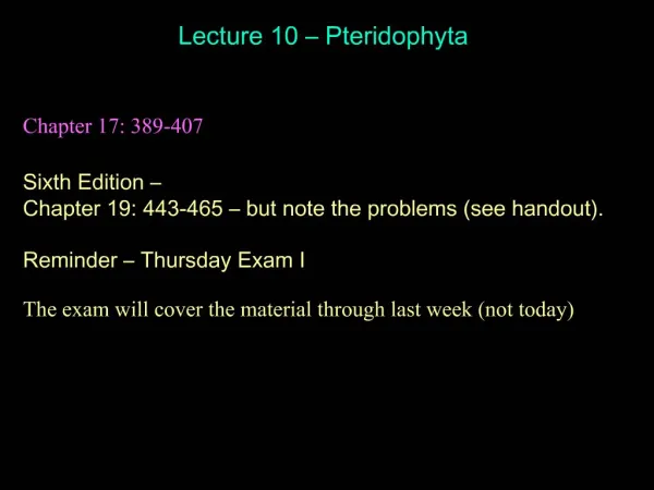 Lecture 10 Pteridophyta