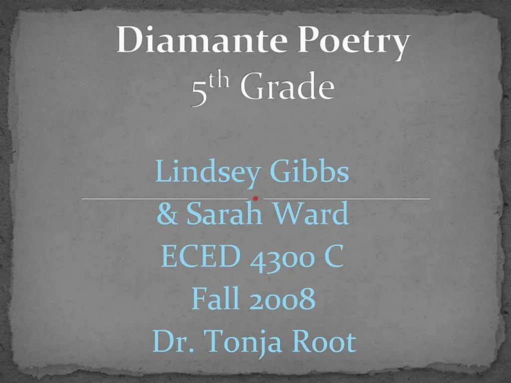 Ppt Diamante Poetry 5th Grade Powerpoint Presentation Free Download