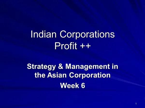 Indian Corporations Profit