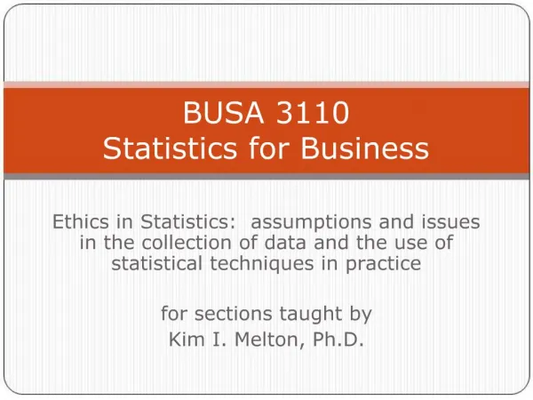 BUSA 3110 Statistics for Business