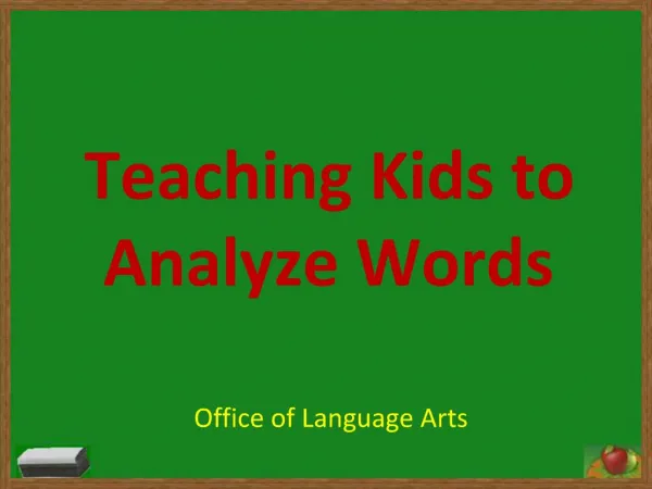 Teaching Kids to Analyze Words