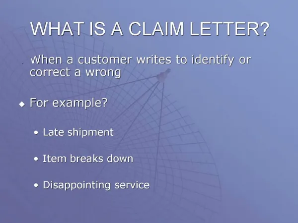 WHAT IS A CLAIM LETTER
