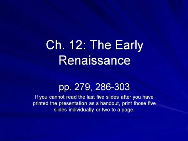 Ch. 12: The Early Renaissance