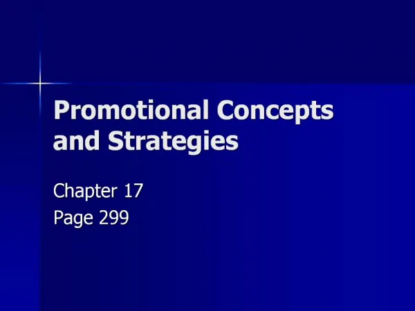 Promotional Concepts and Strategies