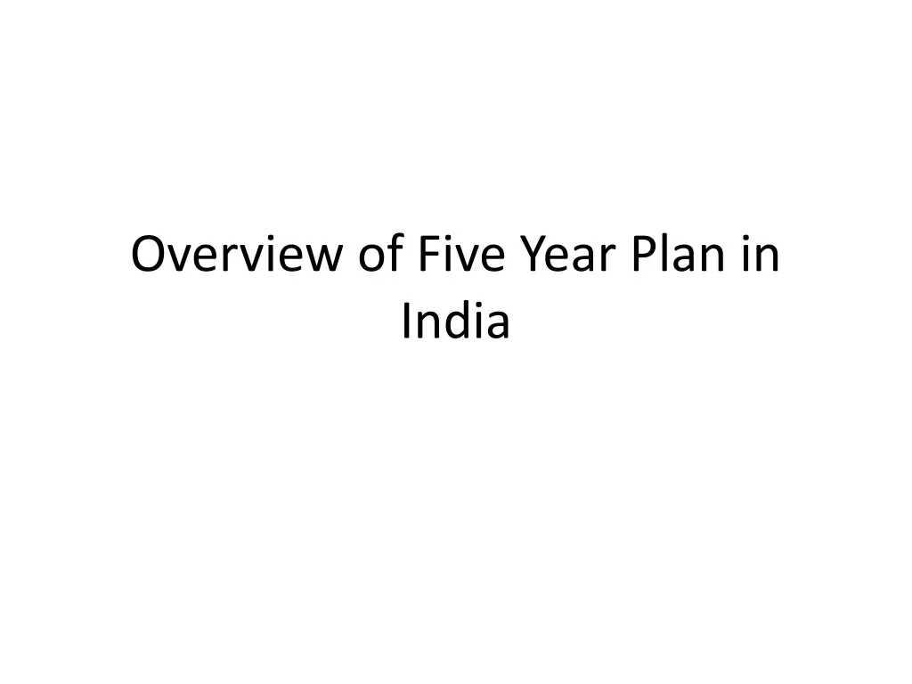 overview of five year plan in india