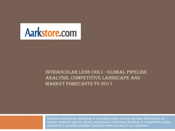 Intraocular Lens (IOL) - Global Pipeline Analysis, Competiti