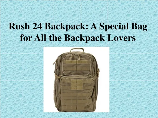 Rush 24 Backpack: A Special Bag for All the Backpack Lovers