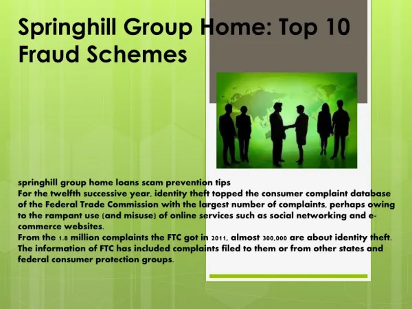 Springhill Group Home: Top 10 Fraud Schemes - livejournal
