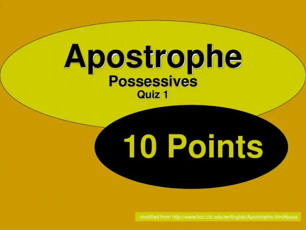 Apostrophe Possessives Quiz 1