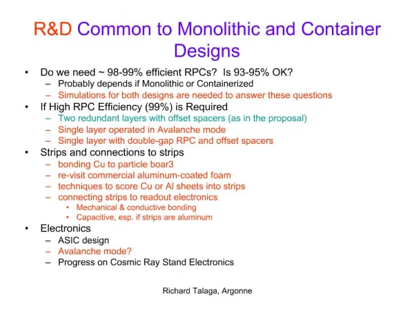 RD Common to Monolithic and Container Designs