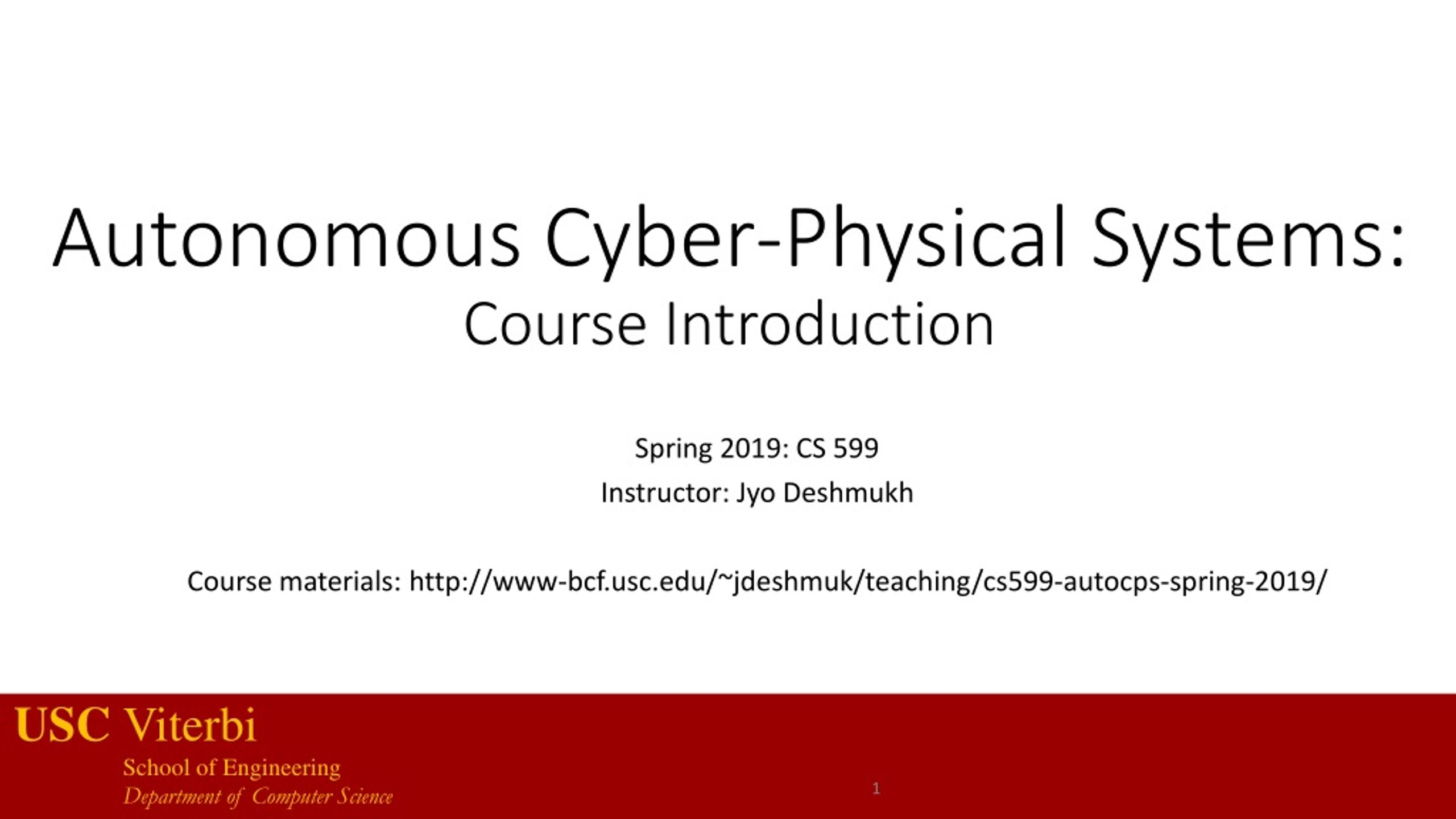 PPT - Autonomous Cyber-Physical Systems: Course Introduction PowerPoint ...