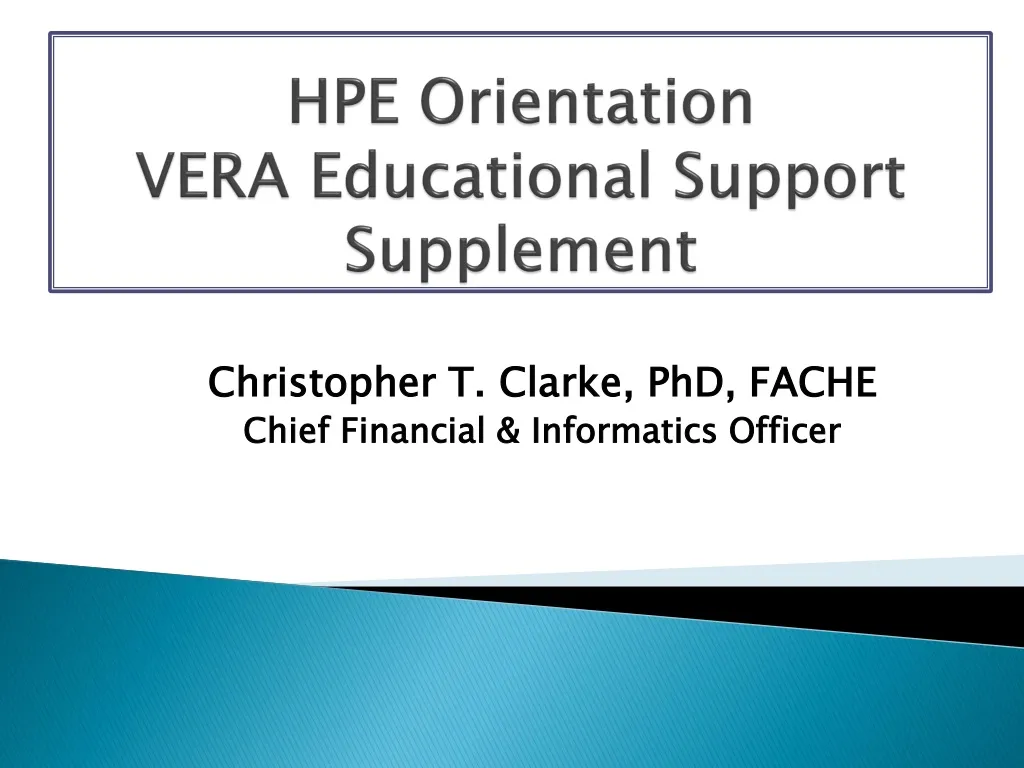 hpe orientation vera educational support supplement