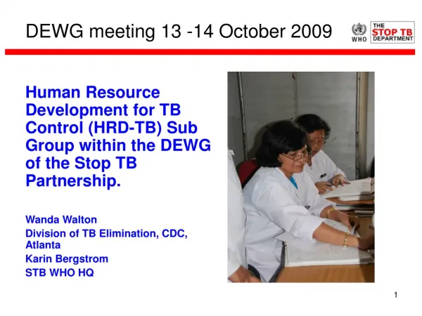 DEWG meeting 13 -14 October 2009