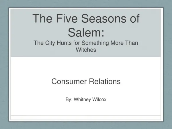The Five Seasons of Salem: The City Hunts for Something More Than Witches