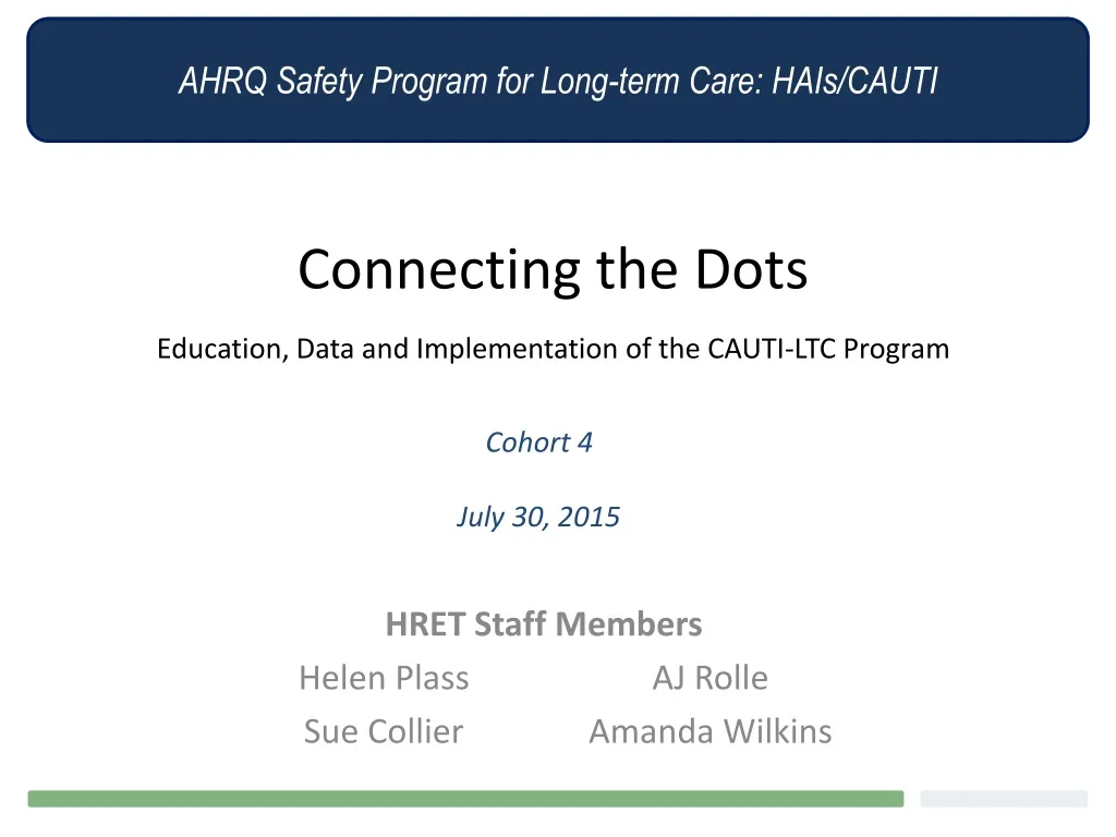connecting the dots education data and implementation of the cauti ltc program
