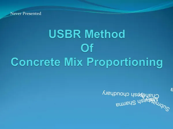 USBR Method Of Concrete Mix Proportioning