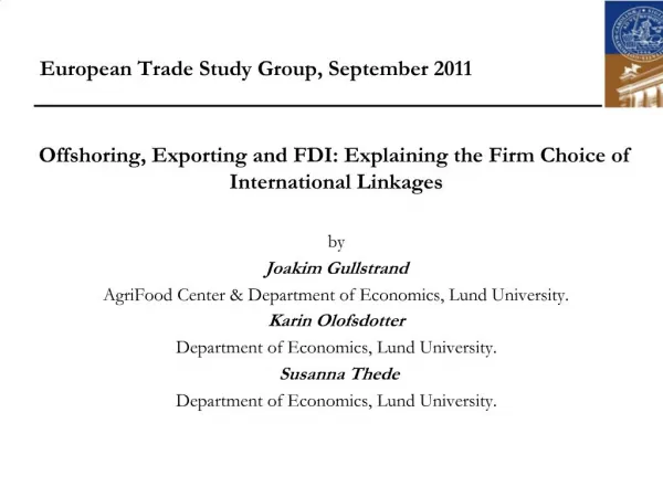 European Trade Study Group, September 2011