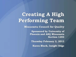 Creating A High Performing Team - slide 1
