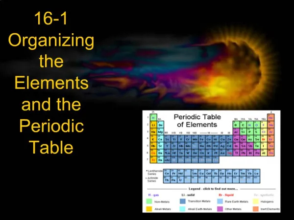 16-1 Organizing the Elements and the Periodic Table