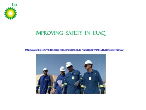 Improving safety in Iraq│BP HOLDINGS