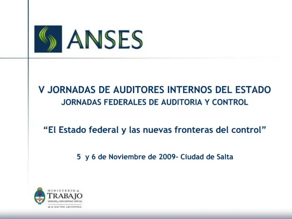 V JORNADAS DE AUDITORES INTERNOS DEL ESTADO JORNADAS FEDERALES DE AUDITORIA Y CONTROL El Estado federal y las nuevas