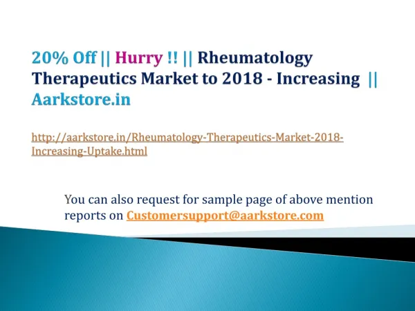 Rheumatology Therapeutics Market to 2018 - Increasing Uptake