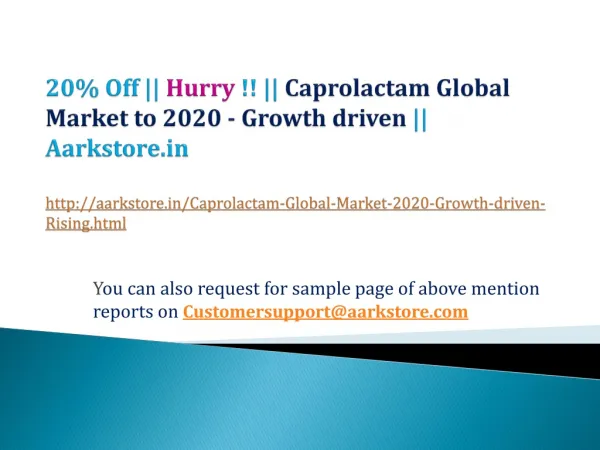 Caprolactam Global Market to 2020 - Growth driven by Rising