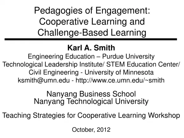 Pedagogies of Engagement: Cooperative Learning and Challenge-Based Learning