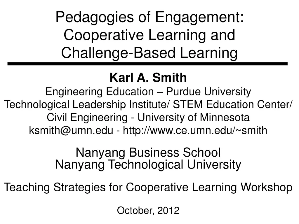 pedagogies of engagement cooperative learning and challenge based learning