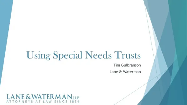 Using Special Needs Trusts