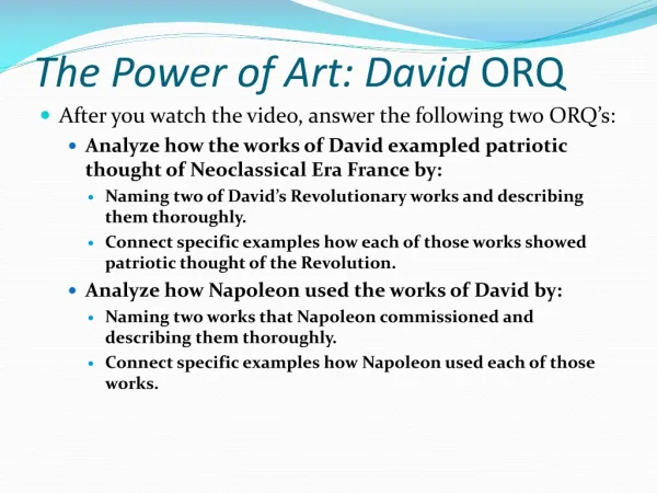 The Power of Art: David ORQ