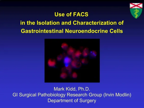 Use of FACS in the Isolation and Characterization of Gastrointestinal Neuroendocrine Cells