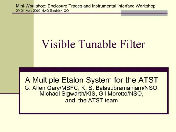 Visible Tunable Filter