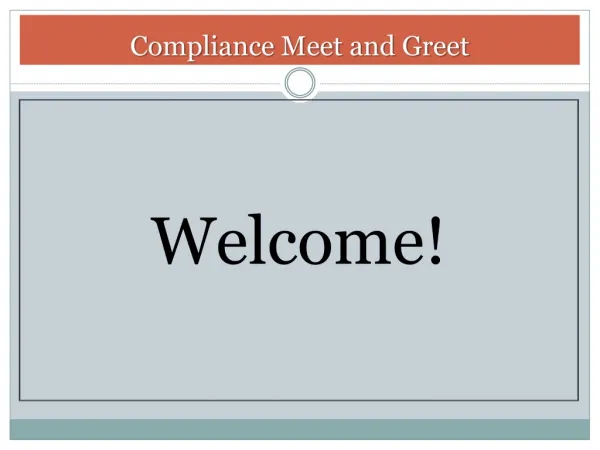 Compliance Meet and Greet