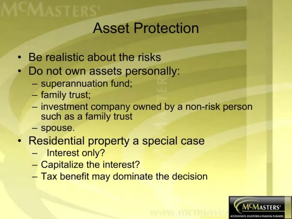 Asset Protection, Retirement Planning and Succession Planning and Superannuation Planning
