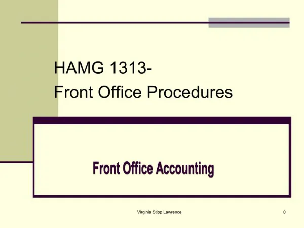 Front Office Accounting