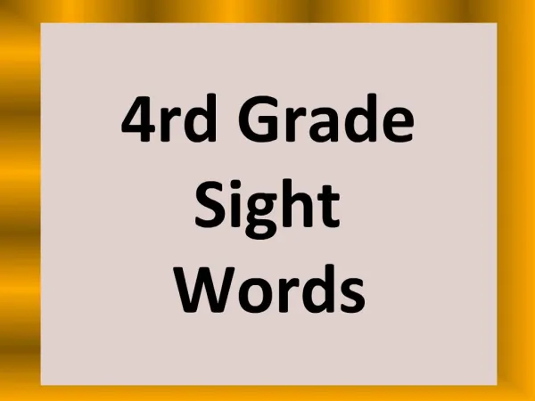4rd Grade Sight Words