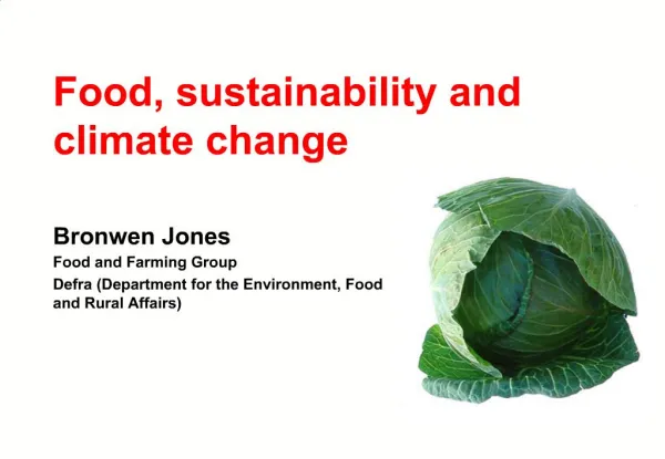 Food, sustainability and climate change