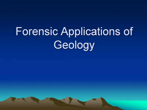 Forensic Applications of Geology
